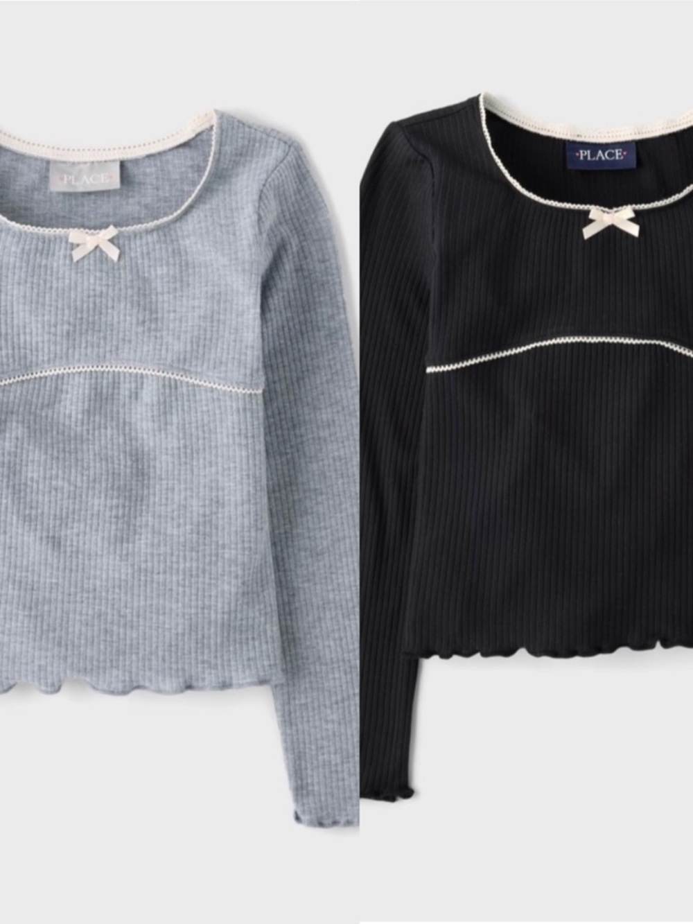 Set of 2 - Gray and Black  Long Sleeve Tee